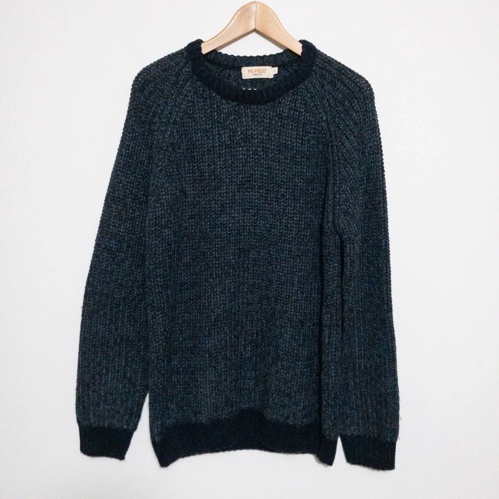 PG Field Heritage Chunky Knit Sweater Mens L Blue Country Fisherman EWM